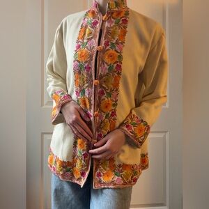Indian TraditionalFloral Embroidered Cream Jacket/Kaftan